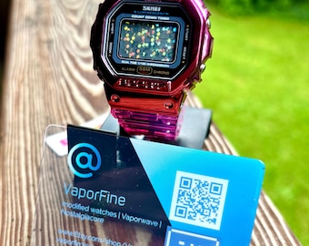 Pink Ombré Gossa / SKMEI Uhr mod holographisch funkeln Steamwave-Bildschirm wasserdicht