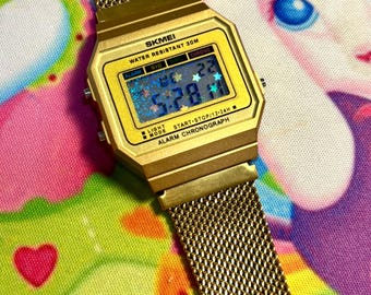 Gold SKMEI Mod Holo Sand Stars Vaporwave Screen water resistant