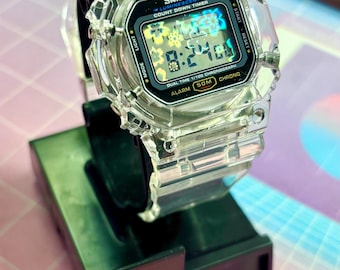 Clear Y2K SKMEI Watch - Holographic Sakura Flower Screen