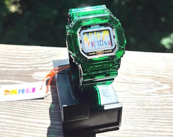 Green-apple y2k style SKMEI mod Holographischer Statischer Aquamarine Schirm Frutiger Aero Vibe wasserbeständig