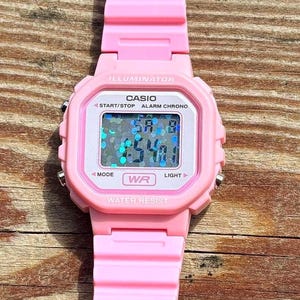 Rosa Casio LA20WH-serien Mod holografisk glitterskärm vattentålig