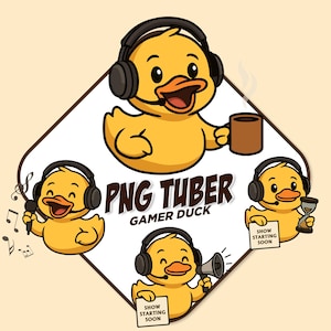 Cute Duck PNGTuber Set for Streamers + Ready-to-Use Veadotube Mini File | Twitch / YouTube Overlay Avatar