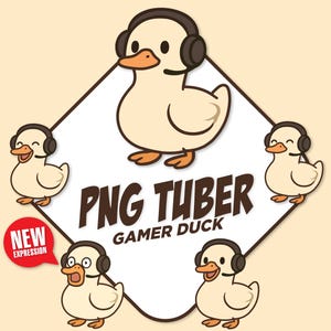 Gamer Duck PNGTuber Model: Twitch, YouTube Stream (Digital Download)