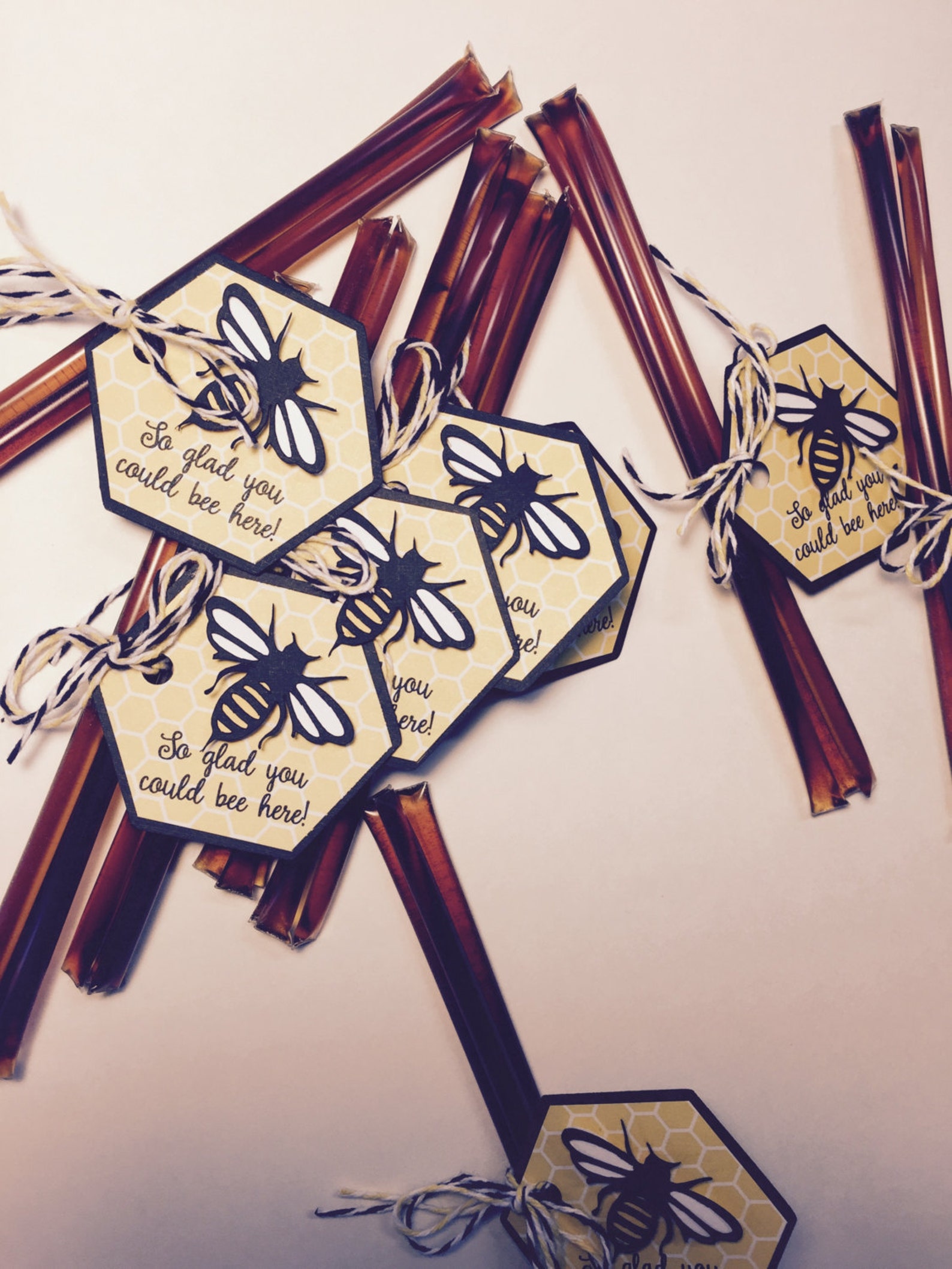 Bee Party Flavored Honey Stick Honey Straw Favors with Tags Etsy