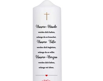 Impresión en la parte posterior de la vela de bautizo | Personalización adicional en la parte posterior | Versículo de bautizo en la parte posterior de la vela | Mejora