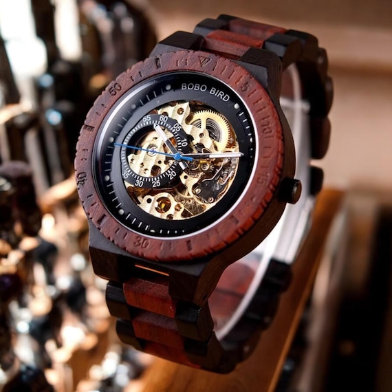 Orologio in legno inciso per uomo Regalo di anniversario