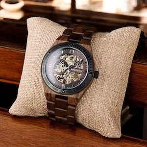 Personalized Engraved Wood Watch for Men | Custom Anniversary Gift for Him, Groomsmen, Birthday, Father&#39;s Day, Husband, Boyfriend.