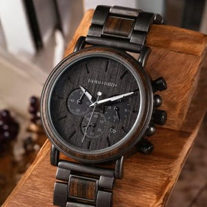 Personalized Wooden Watch – Engraved Anniversary Gift for Him | Groomsmen, Boyfriend, or Men’s Custom Wood Watch.