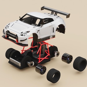 GTR GT3 | 3D-utskriven modellbyggsatsbil (skala 1/64–1/18) | Omålad resinmodell | Collector's Garage-serien