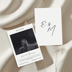 Digital gezeichnet Save the Date | Bearbeitbare Hochzeitseinladung | Minimalistische Foto-Einladungsvorlage | Druckbare Hochzeitskarte | Sofort Download