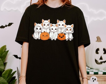 Halloween Cute Cats Shirt, Ghost Shirt, Cool Halloween Cat Shirt, Cat Lover T-shirt, Funny Halloween Cat Shirt, Halloween Toddler Shirt