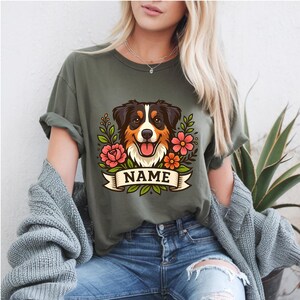 Comfort Colors Custom Dog Portrait T-Shirt: Floral Pet Photo Tee