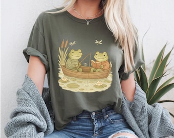 Comfort Colors Frog Friends T-shirt: Cottagecore Pond Scene
