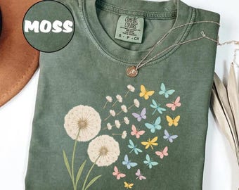 Comfort Colors Dandelion Butterfly Shirt: Nature-Inspired Women's Tee