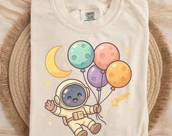 Astronaut Shirt, Balloon Planets Space Tee, Comfort Colors Galaxy T-Shirt, Space Lover Gift