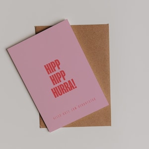 Simple birthday card DIN A6 | Typography card &quot;Hipp Hipp Hooray&quot; | Minimalist birthday greeting card