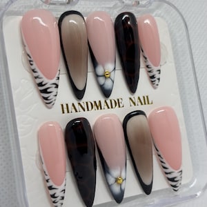 Press-on Nails - Zebra -