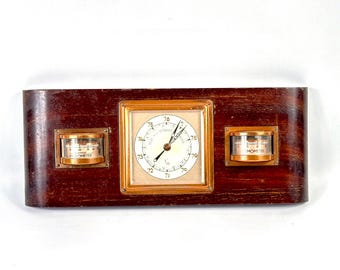 Ancien beau baromètre HUGER West Germany Bois et verre. C1