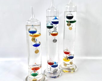 Galileo Thermometer, Mid Century Wissenschaftsdekor, 29–34 cm