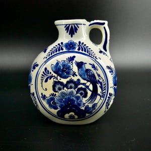 Vintage Delft Blue Vase – Hand-Painted Dutch Ceramic, Holland Floral Pottery, c.1960s