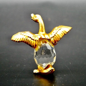 Vintage swarovski crystal miniature bird figurine - art glass crystal collectible swan