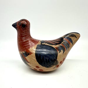 Vintage Tonalá Mexican Pottery Bird – Signed Folk Art Sculpture, Mid-Century Ceramic from Jalisco