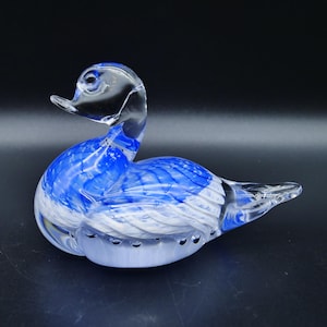 Vintage Bullicante Kunst Glas Entenfigur - Schwedische mundgeblasene Kristallglas 1970er Jahre