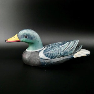 Hand-painted wooden decoy duck – rustic vintage cabin & lodge decor
