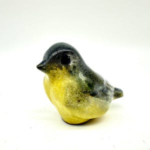 Signed Studio Pottery Bird Figurine – Yellow & Green Glazed Ceramic Sculpture, Scandinavian Art Pottery