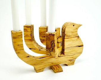Vintage Scandinavian Wooden Folding Candelabra – 5 Arm Swedish Folk Art Candle Holder, c1970s