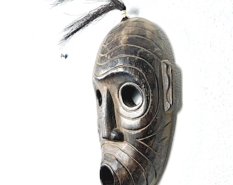 Carved Tribal Mask Wall Sculpture, Mid-20th Century