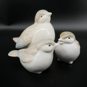 Bird figurines - set of three porcelain birds, hand-painted collectibles