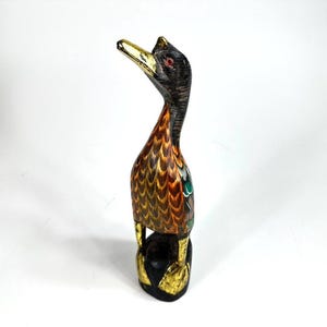 Wood duck figurine – hand carved, hand-painted vintage decor