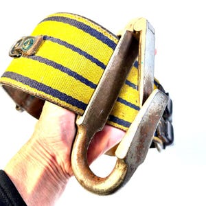 Veiligheidsgordel lijnwachter, Zweeds canvasleer, stalen haak, utility-uitrusting, vintage