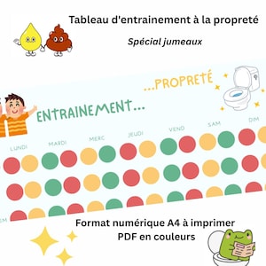 Tableau d&#39;entrainement à la propreté, spécial jumeaux, thème voitures