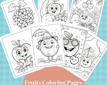 Fruit Coloring Book: 15 Printable Pages for Kids (PDF Format)