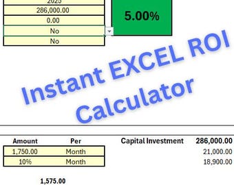 Real Estate ROI Calculator | Excel Rental Property Spreadsheet | Cash Flow & Investment Analysis Tool | Instant Digital Download