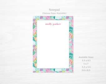 Personalized Preppy Ocean Print Notepad | 4 Sizes to Choose From