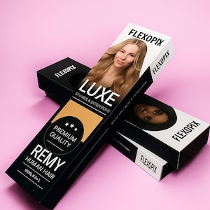 Cajas para extensiones de cabello personalizadas con logotipo / Paquete de cosméticos personalizado / Cartón, kraft, corrugado, rígido / Caja de embalaje para cabello personalizada