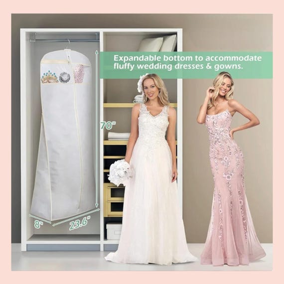 70" Extra Long Wedding Dress Garment Bag With 8" Gusset & Accessories  Pocket  Breathable Bridal Travel Storage Cover - Etsy