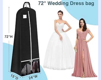 Garment Bag, Xtra Long, Gusseted, Solid Black With Bride. Personalized With  Embroidery,- for Bridal Wedding Gowns in 2 Sizes - Etsy