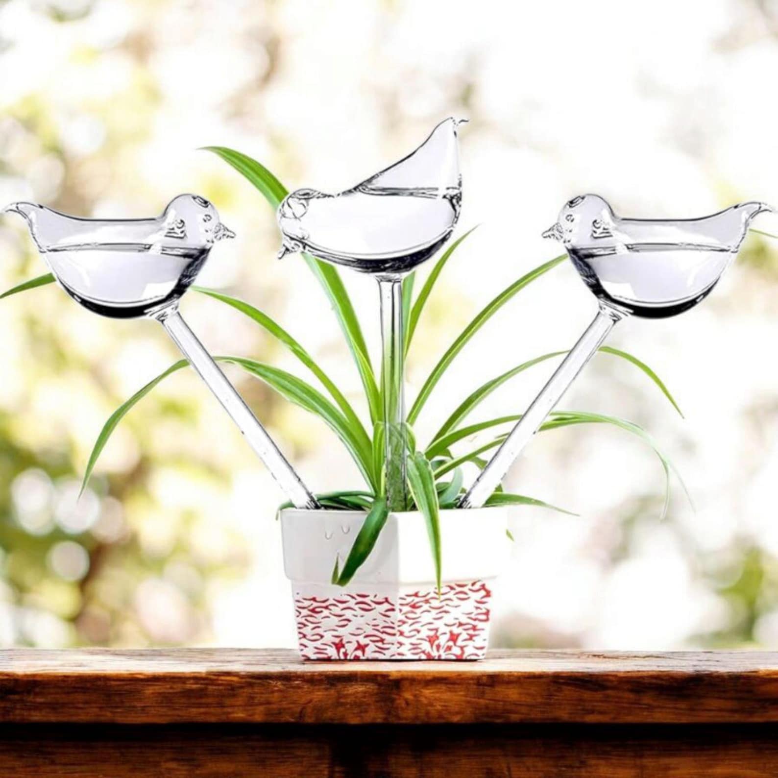 Bird Shaped Glass Plant Watering Globes Set of 3, Self Watering Plant Bulbs for Indoor Outdoor Pots, Automatic Planter Watering Insert