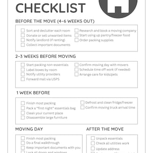 Moving Checklist Printable: House Move Planner (A4/A5/US Letter) (PDF ...