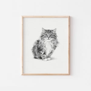 Retrato de gato personalizado, retrato de gato, arte de gato, arte de gato personalizado, regalo conmemorativo para mascotas, descarga o impresión digital, arte de pared para amantes de los gatos