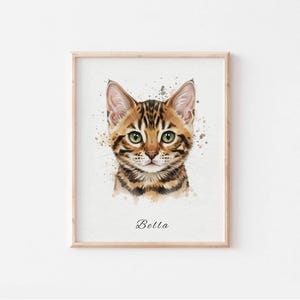 Retrato de gato personalizado, retrato de gato, arte de gato, arte de gato personalizado, regalo conmemorativo para mascotas, descarga o impresión digital, arte de pared para amantes de los gatos
