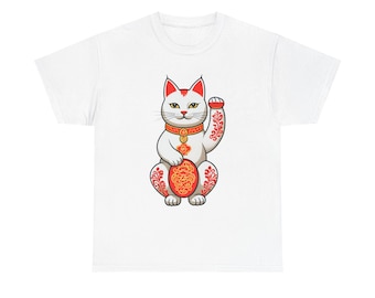 Maglietta unisex in cotone di alta qualità Lucky Cat