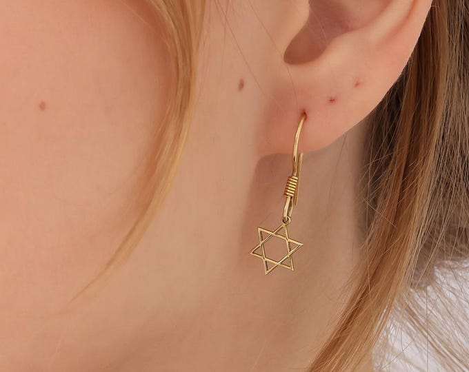 Star of David Earrings – 925 Sterling Silver Six Point Magen David Gift for Her