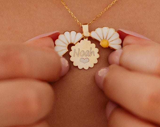 Personalised Daisy Hidden Message Necklace – Custom Name Jewellery Gift in 925 Sterling Silver