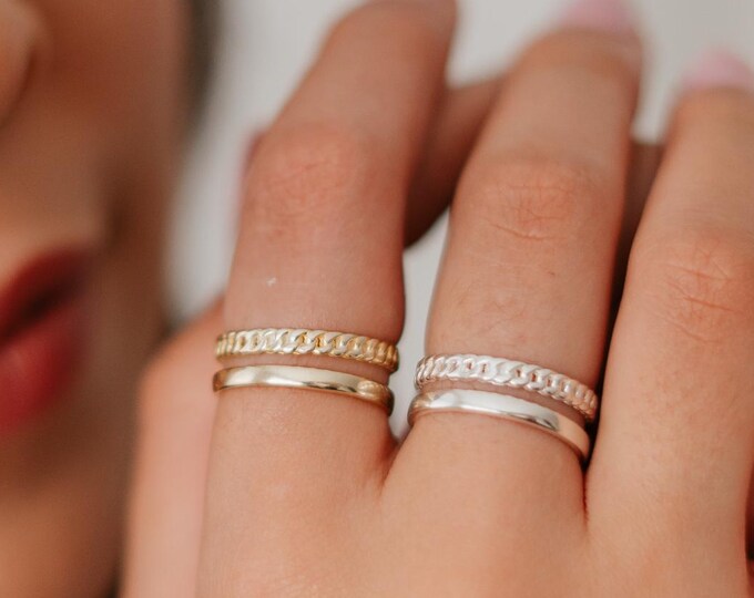 Double Band Ring – Adjustable 925 Sterling Silver Two Line Minimalist Ring Gift for Her