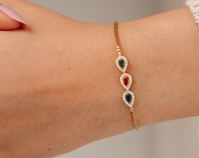 Family Birthstone Bracelet – Custom 925 Sterling Silver Jewelry Gift for Mom or Grandma